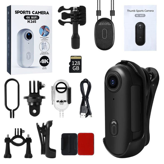 NUISK Mini-Daumenkamera: 128 GB, 4K-POV-Video, Magnethalterung