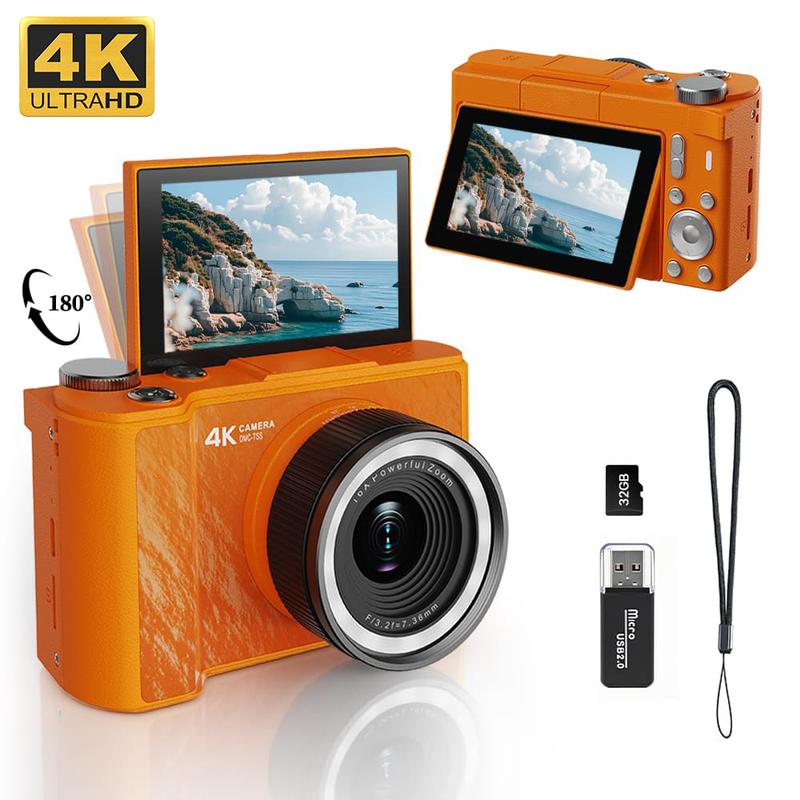 Videocamera 4K per vlog per principianti: 64 MP, messa a fuoco automatica, schermo girevole a 180°