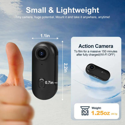 NUISK Mini-Daumenkamera: 128 GB, 4K-POV-Video, Magnethalterung