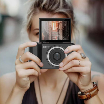 Videocamera 4K per vlog per principianti: 64 MP, messa a fuoco automatica, schermo girevole a 180°